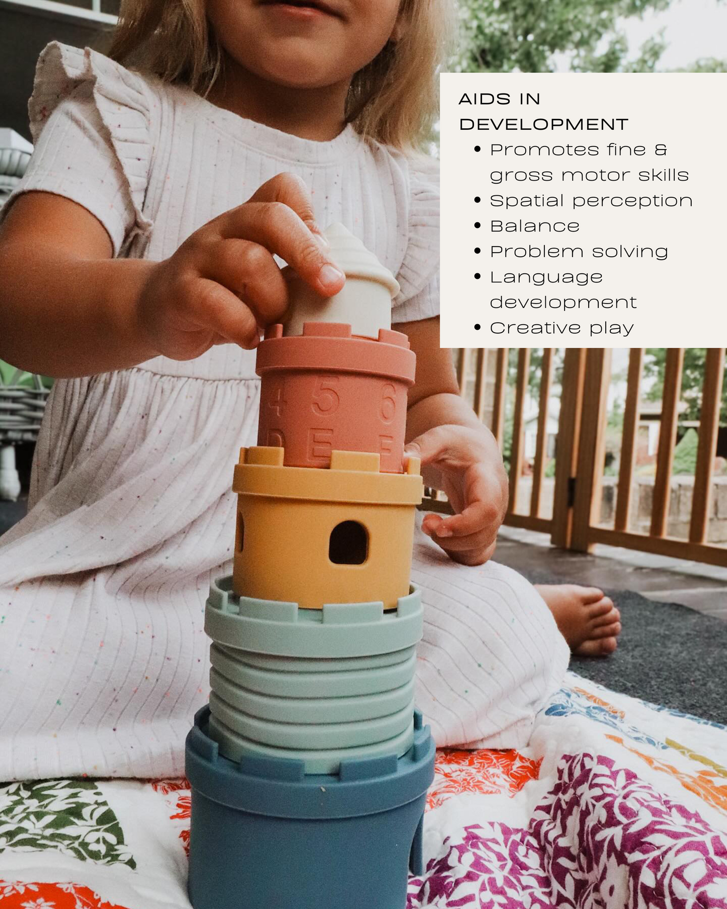 Silicone Stacking Toy Set (Castle Stacking Cups & Teethers)