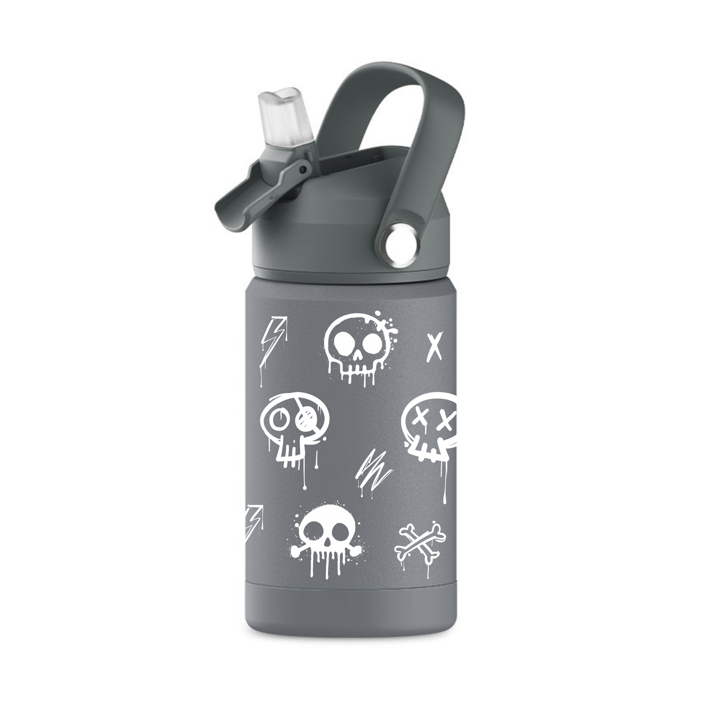 Kids water bottle for school. Double wall stainless steel, vacuum insulated. Wide mouth lid with soft silicone spout.