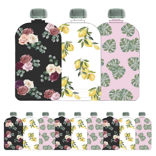 Reusable baby food pouches for applesauce & purees.