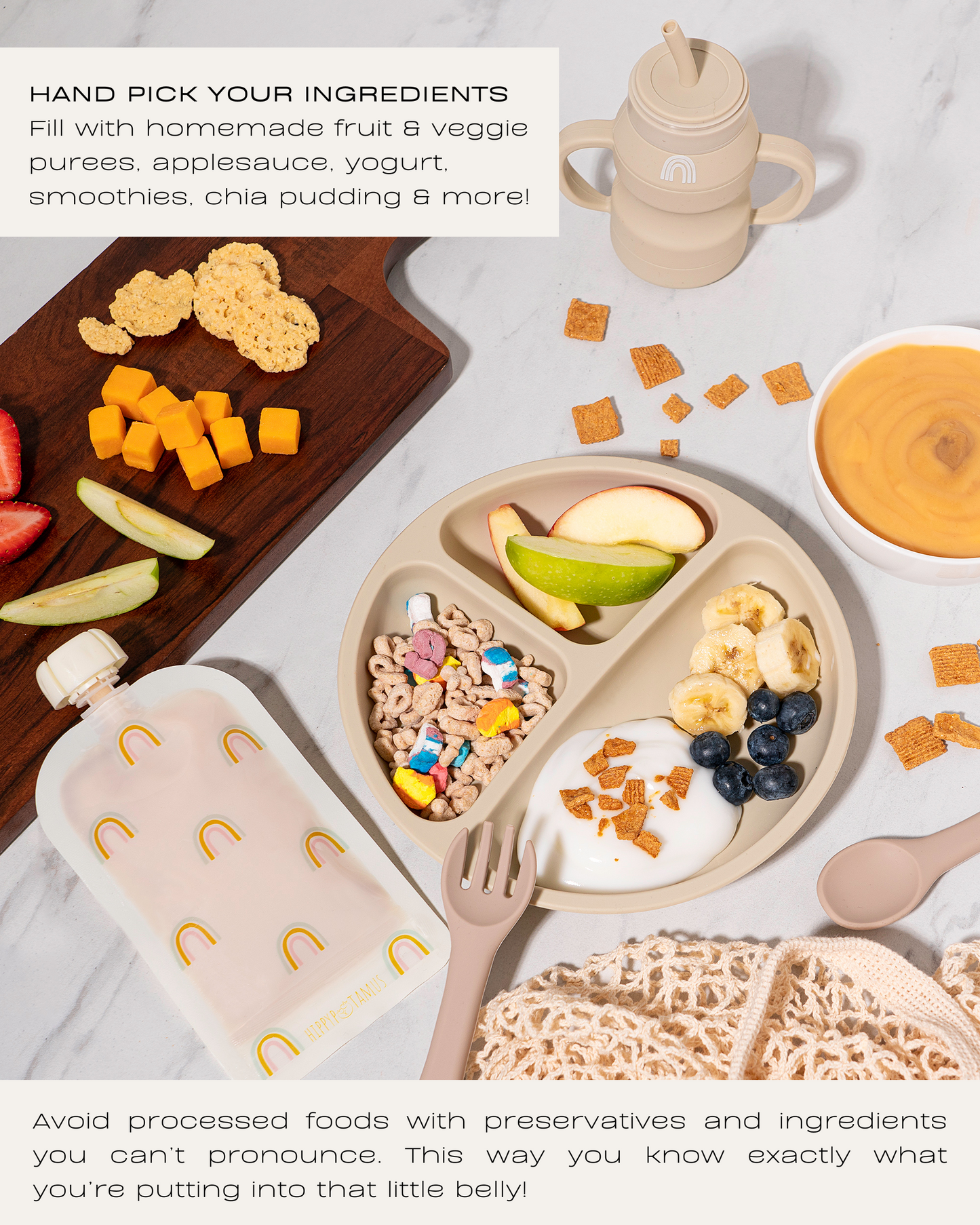 Reusable Food Pouches (Floral) - Set of 12