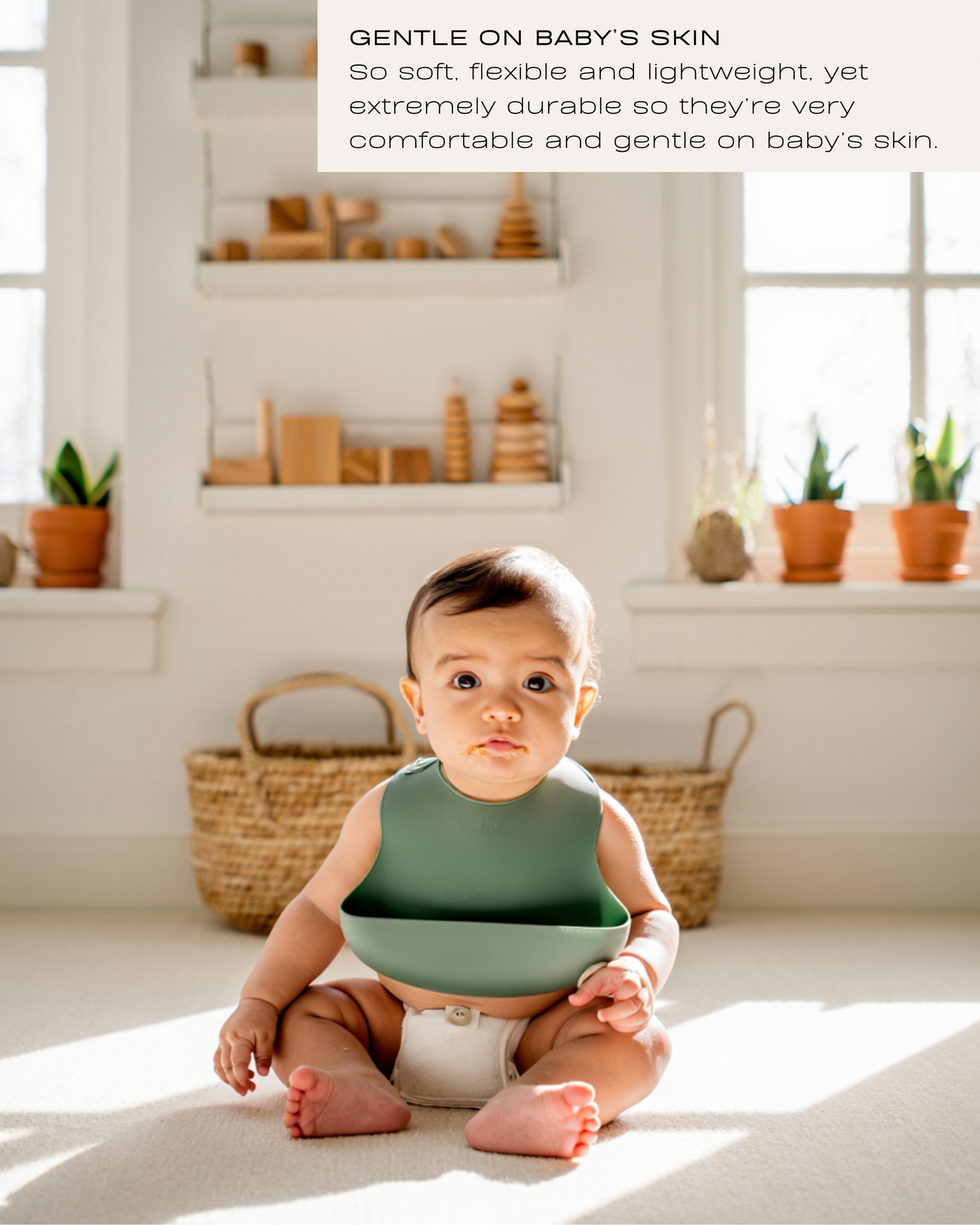Silicone Baby Bibs (Sage / Nude / Fog)