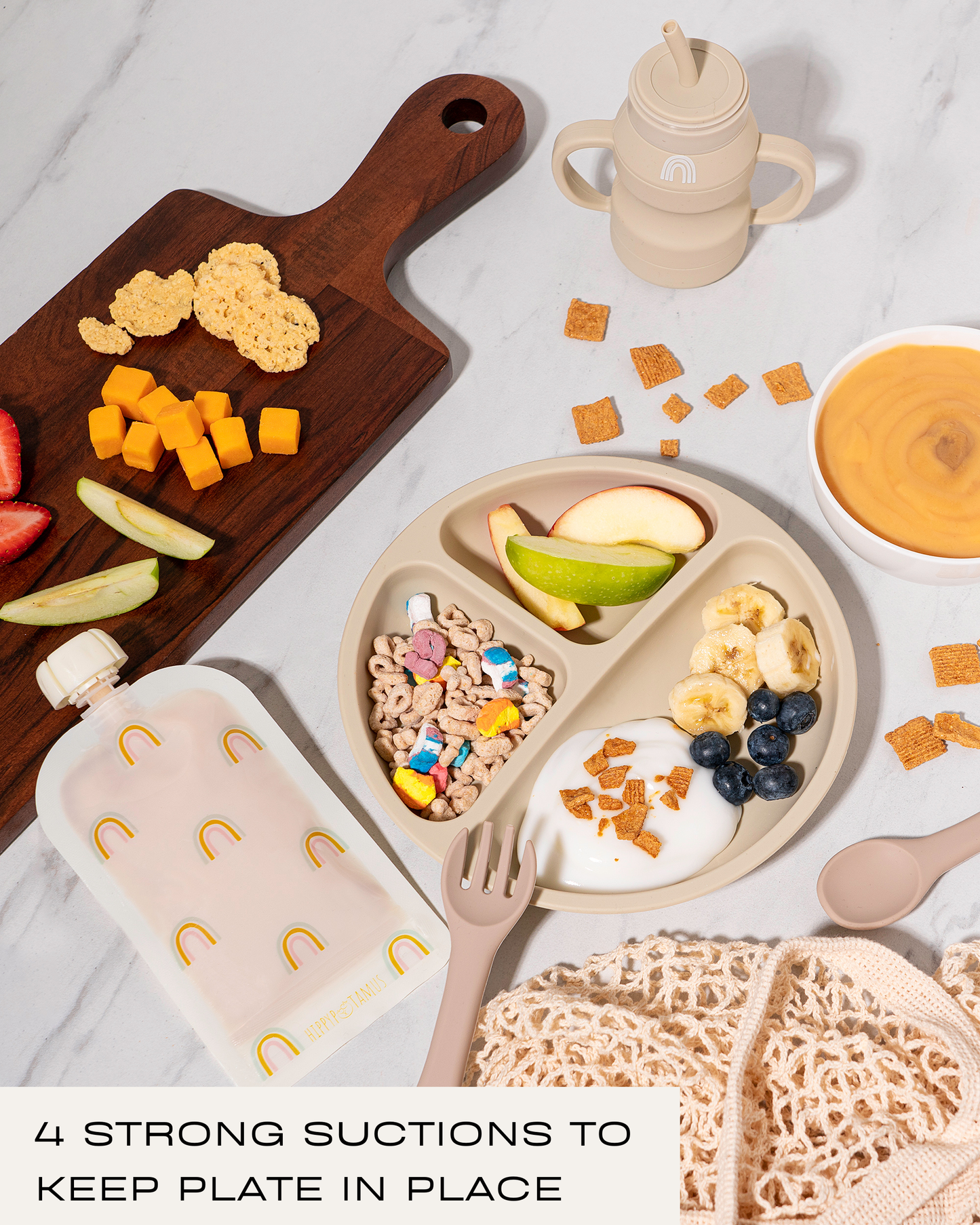 Suction Plates with Lids (Fog / Sage / Taupe)