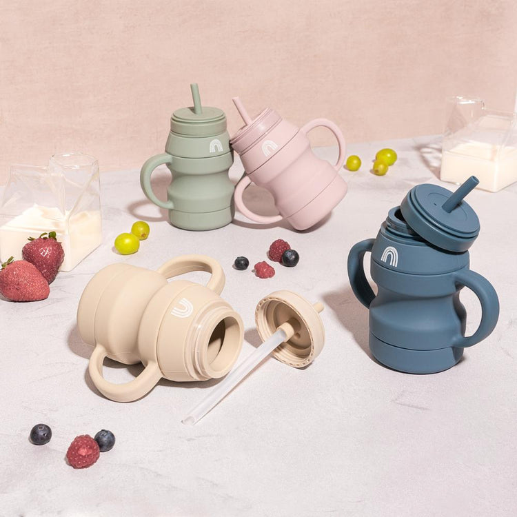 Food Grade silicone transition cups with straws for babies and toddlers