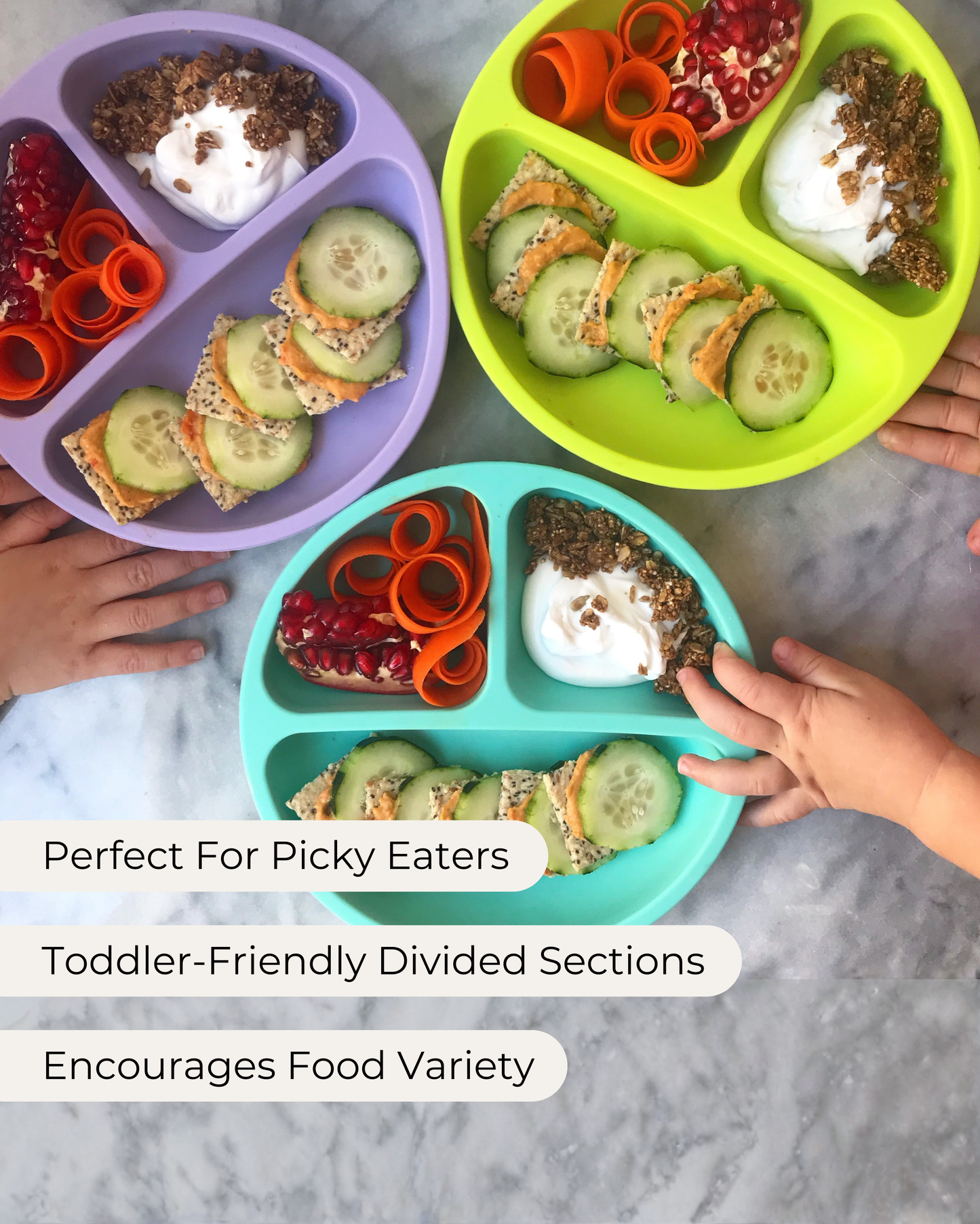 Suction Plates with Lids (Pink / Mint / Lavender)