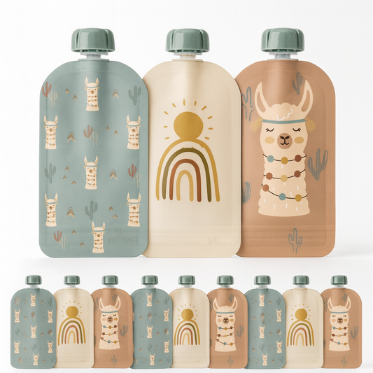 Reusable Food Pouches (Llama) - Set of 12