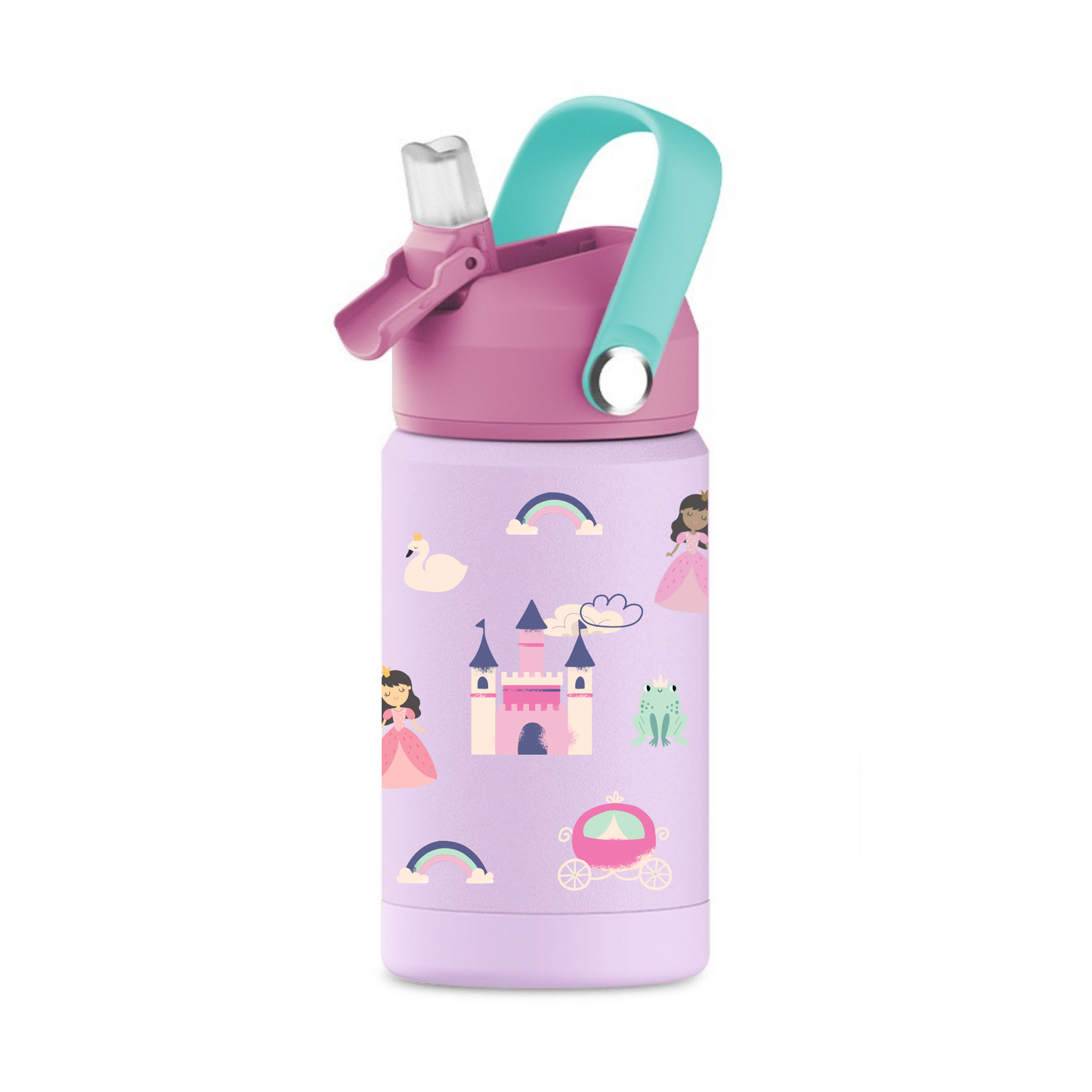 Kids water bottle for school. Double wall stainless steel, vacuum insulated. Wide mouth lid with soft silicone spout.