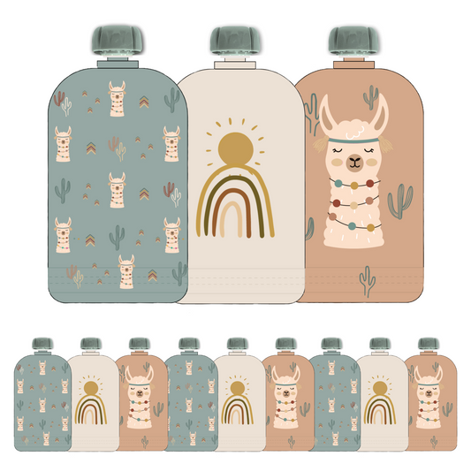 Reusable Food Pouches (Llama) - Set of 12