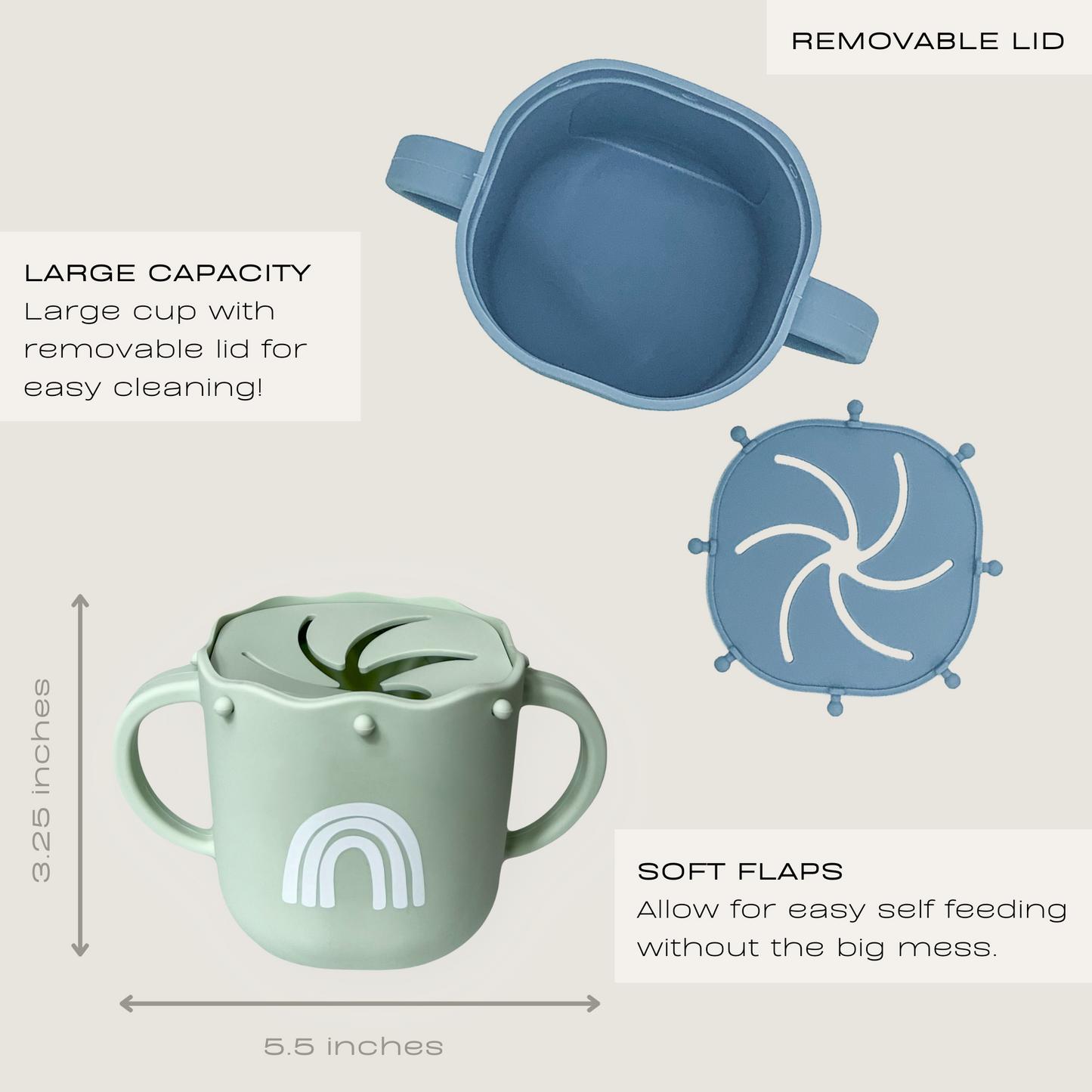 Silicone Snack Cups (Sage / Fog)