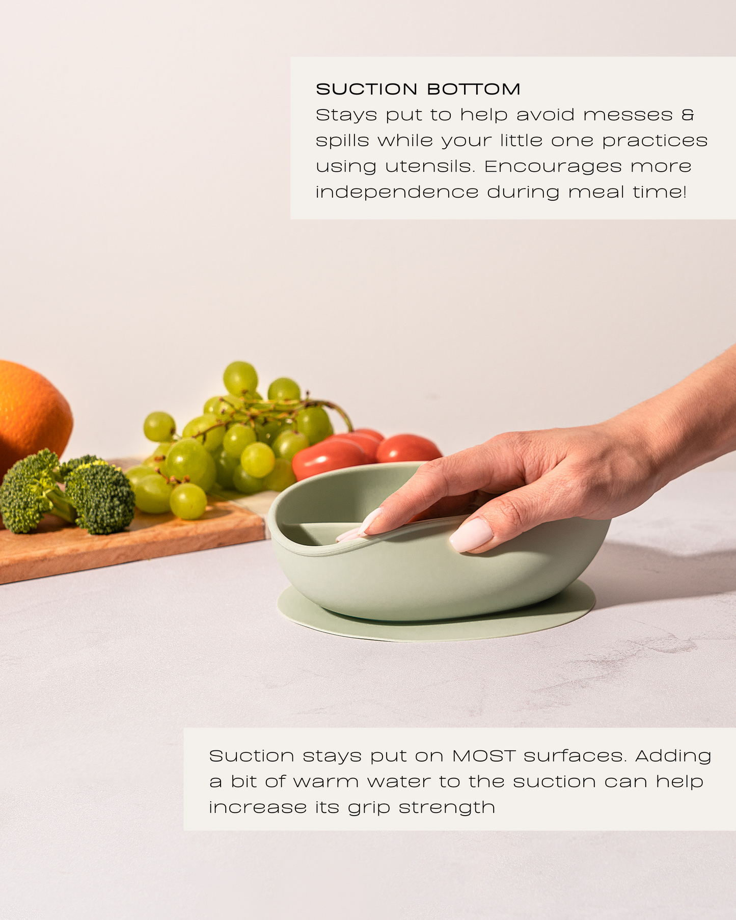 Silicone Suction Bowls & Utensils (Sage / Fog)