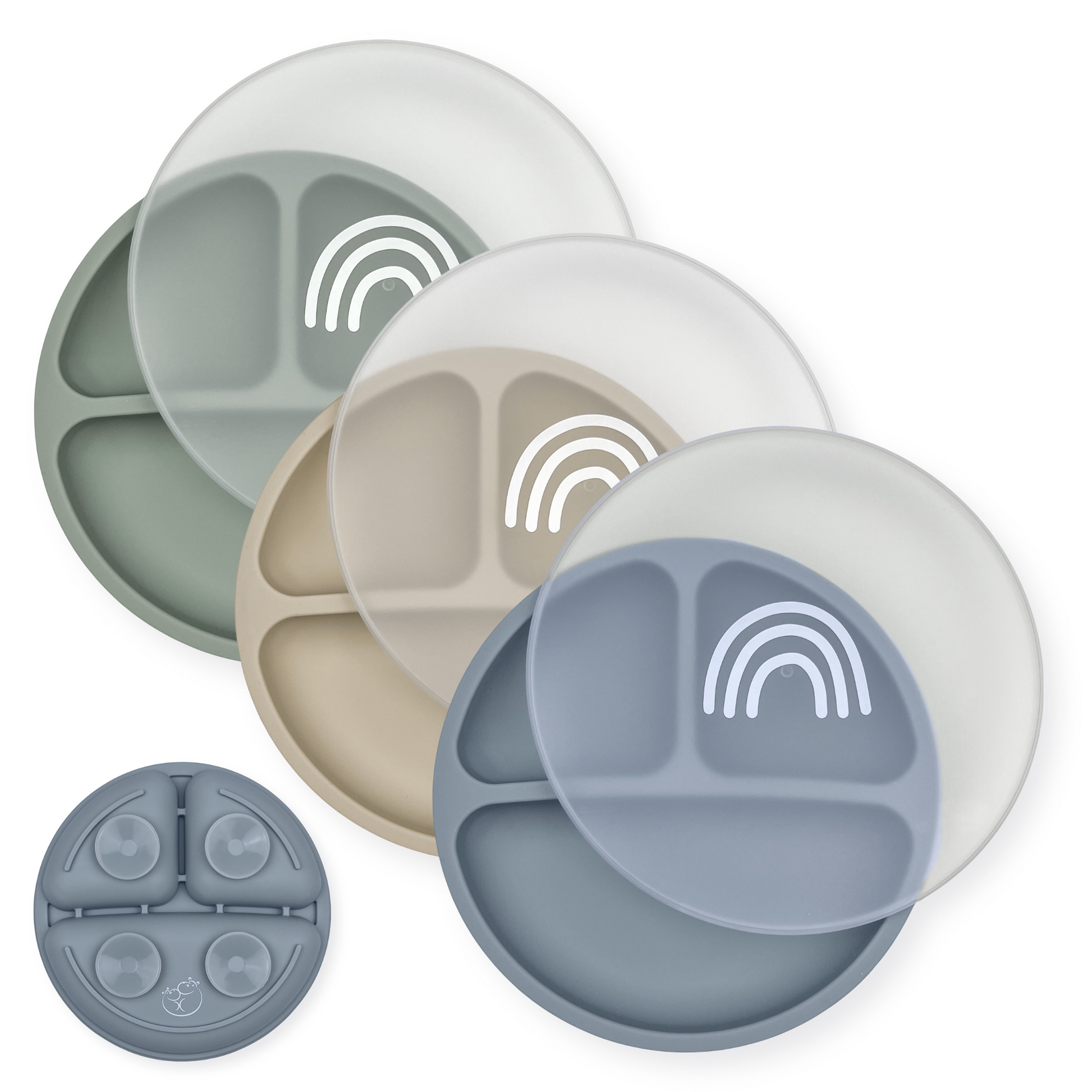Food Grade silicone suction plates with lids for babies and toddlers