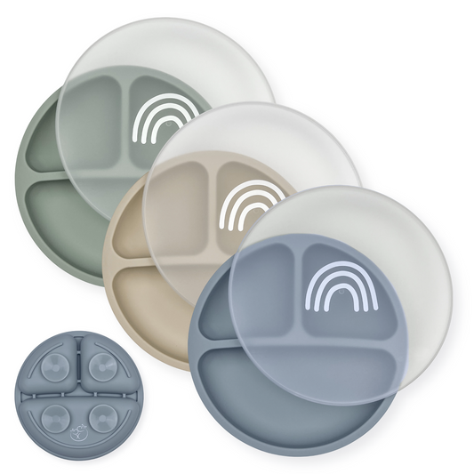 Food Grade silicone suction plates with lids for babies and toddlers