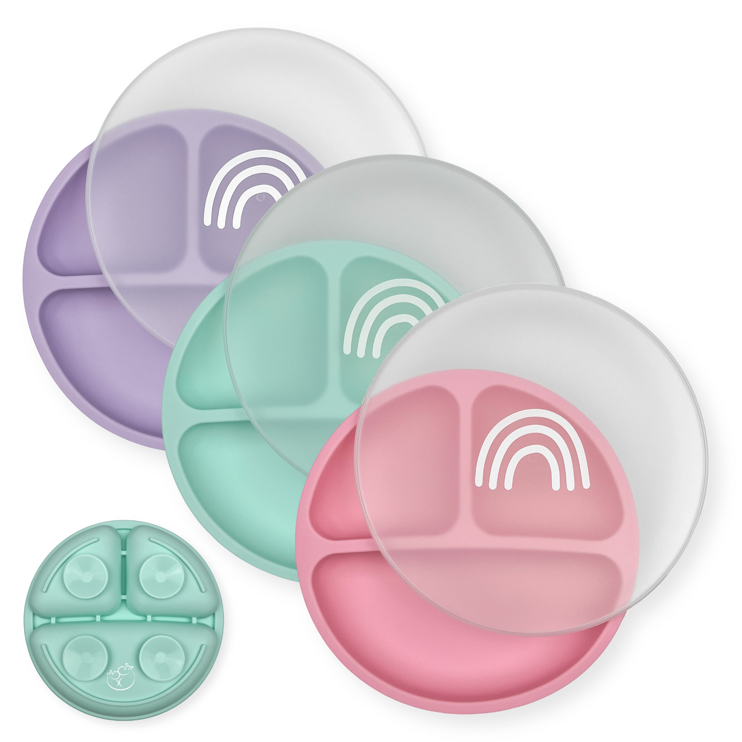 Food Grade silicone suction plates with lids for babies and toddlers