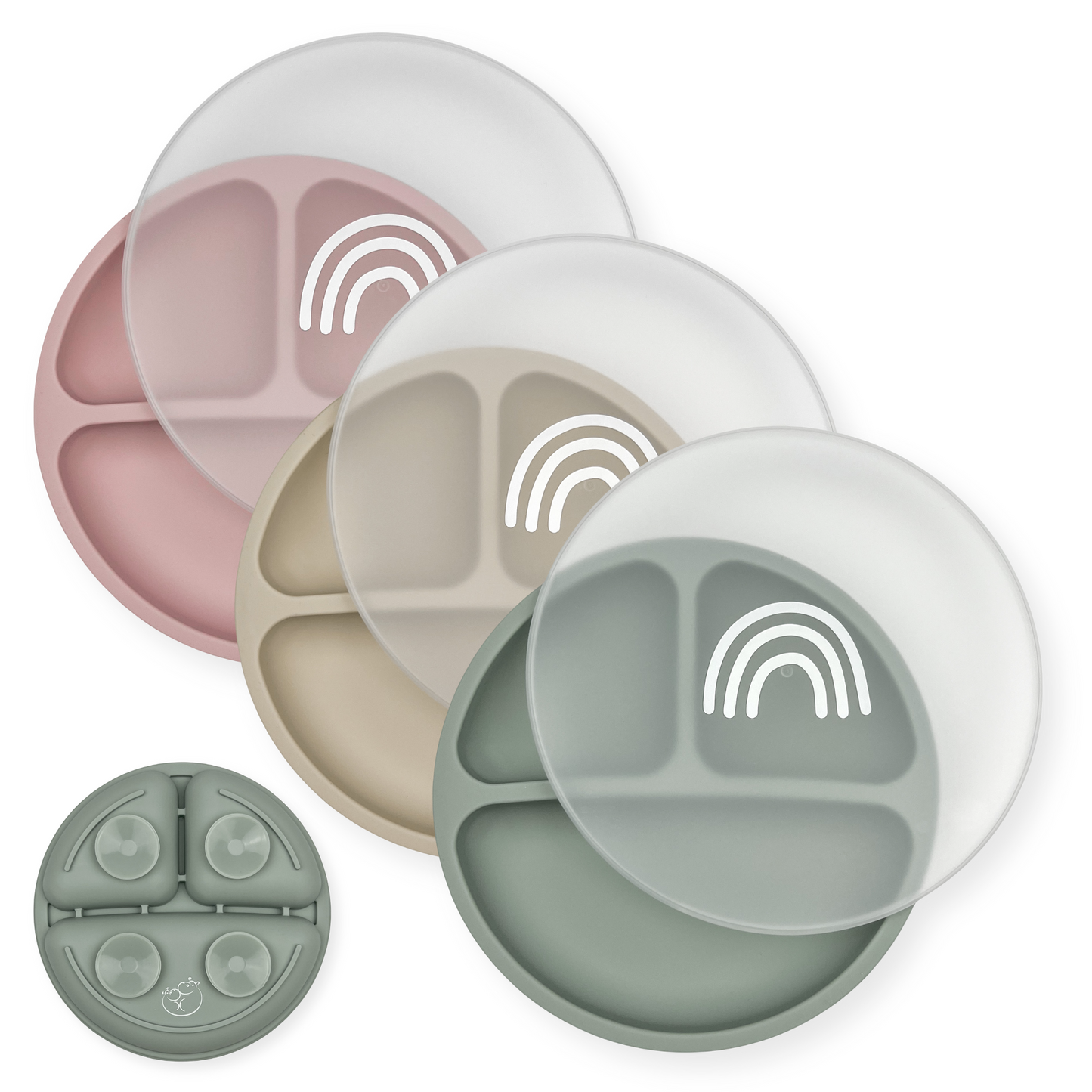 Food Grade silicone suction plates with lids for babies and toddlers