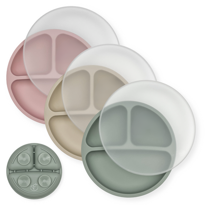 Suction Plates with Lids (Sage / Nude / Blush)