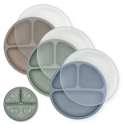 Suction Plates with Lids (Fog / Sage / Taupe)