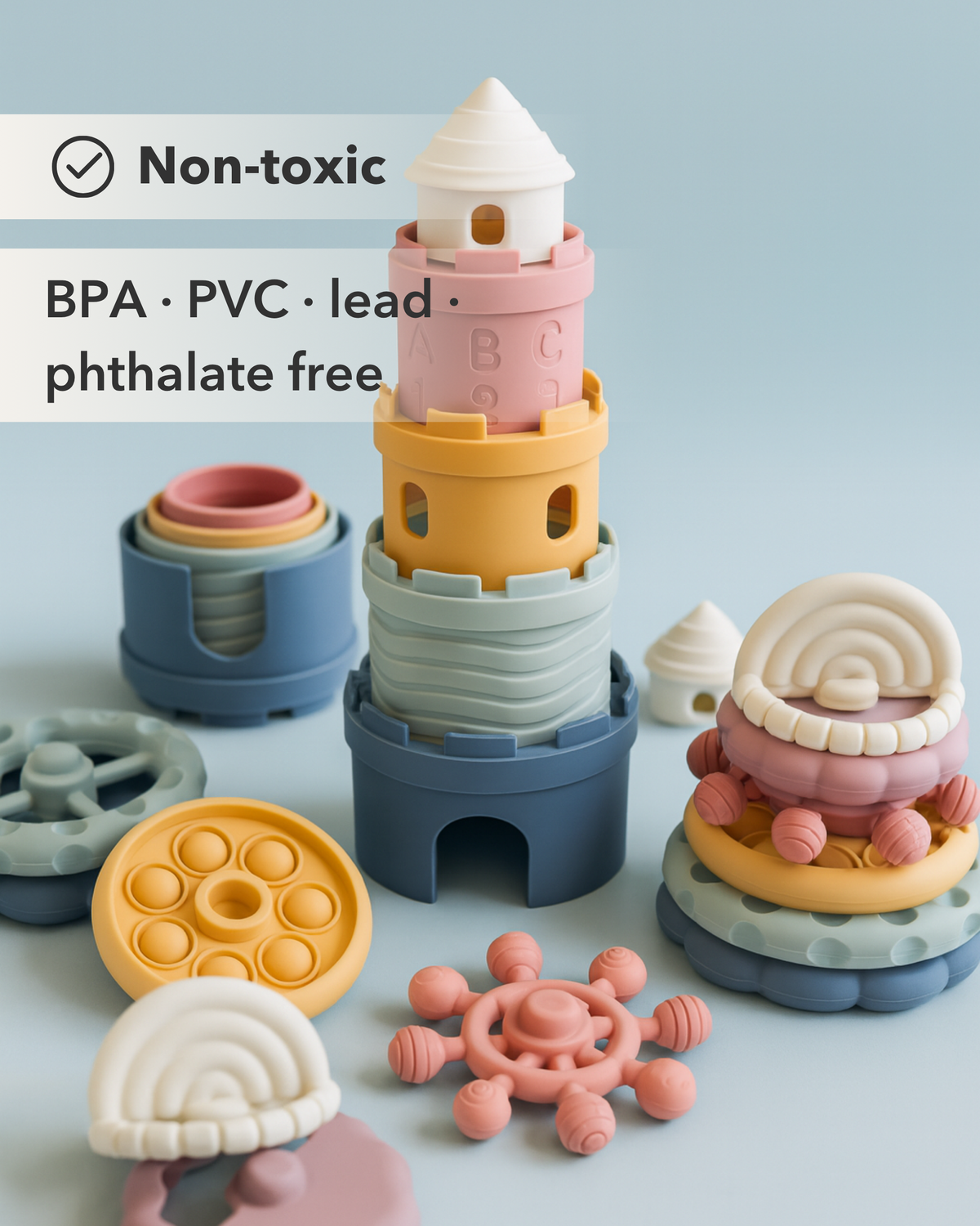 Silicone Stacking Toy Set | Stacking Cups & Teethers