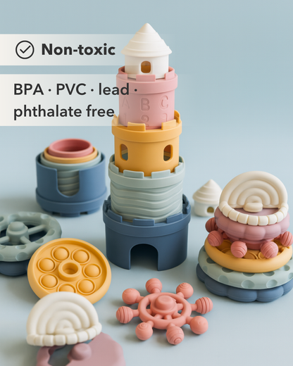 Silicone Stacking Toy Set | Stacking Cups & Teethers