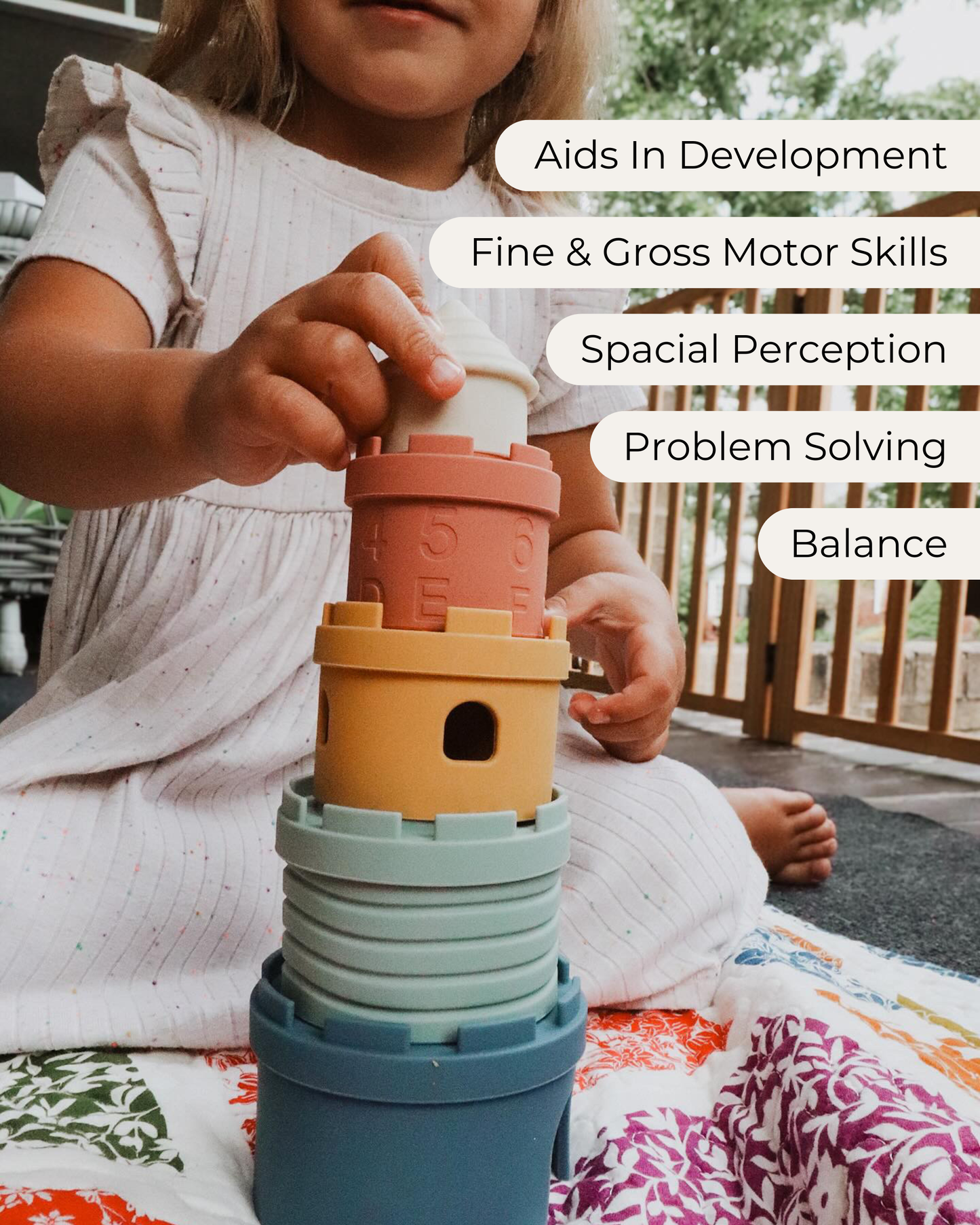 Silicone Stacking Toy Set (Castle Stacking Cups & Teethers)