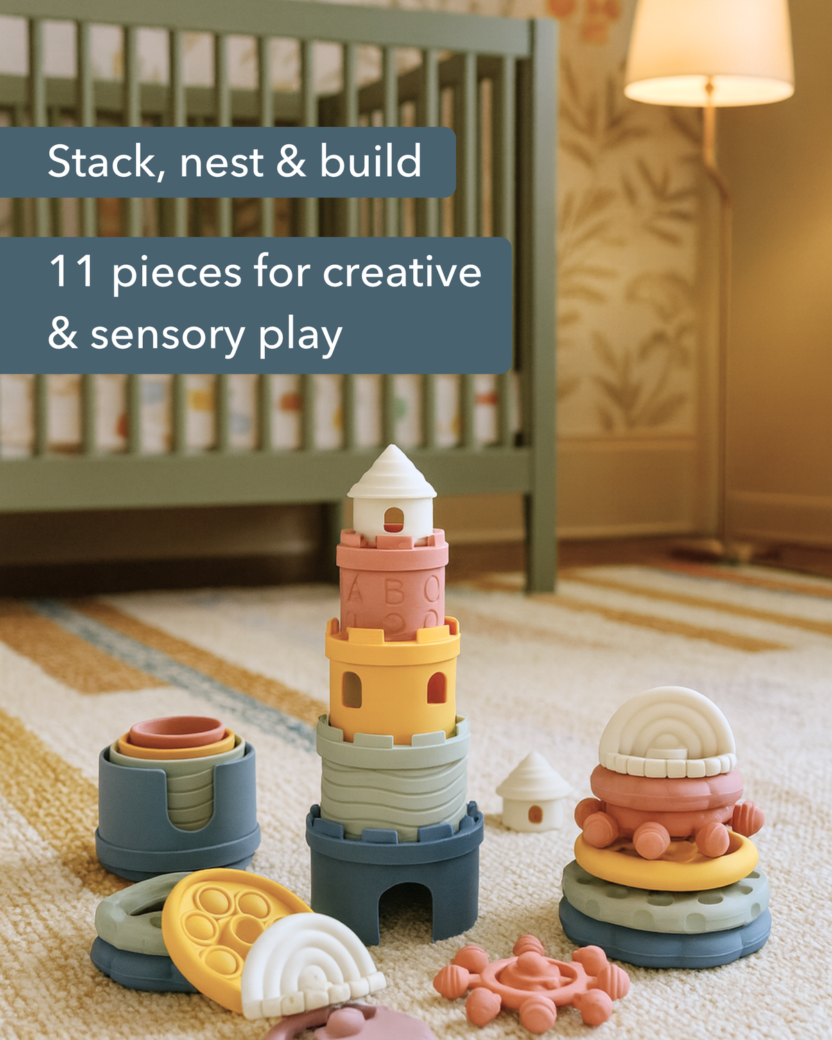 Silicone Stacking Toy Set | Stacking Cups & Teethers