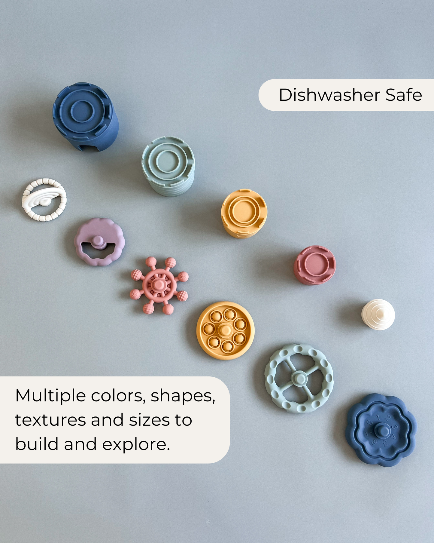 Silicone Stacking Toy Set (Castle Stacking Cups & Teethers)