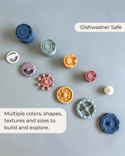 Silicone Stacking Toy Set (Castle Stacking Cups & Teethers)