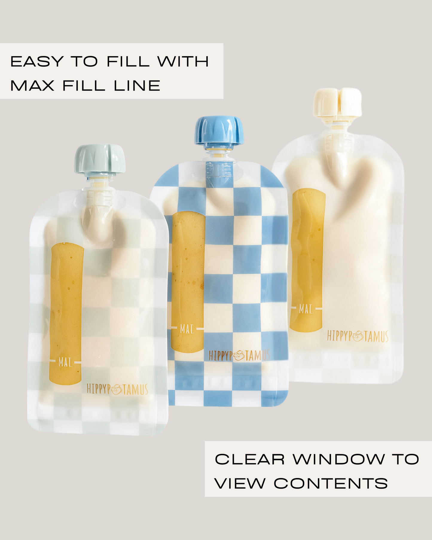 Reusable Food Pouches (Checkered) - Set of 12