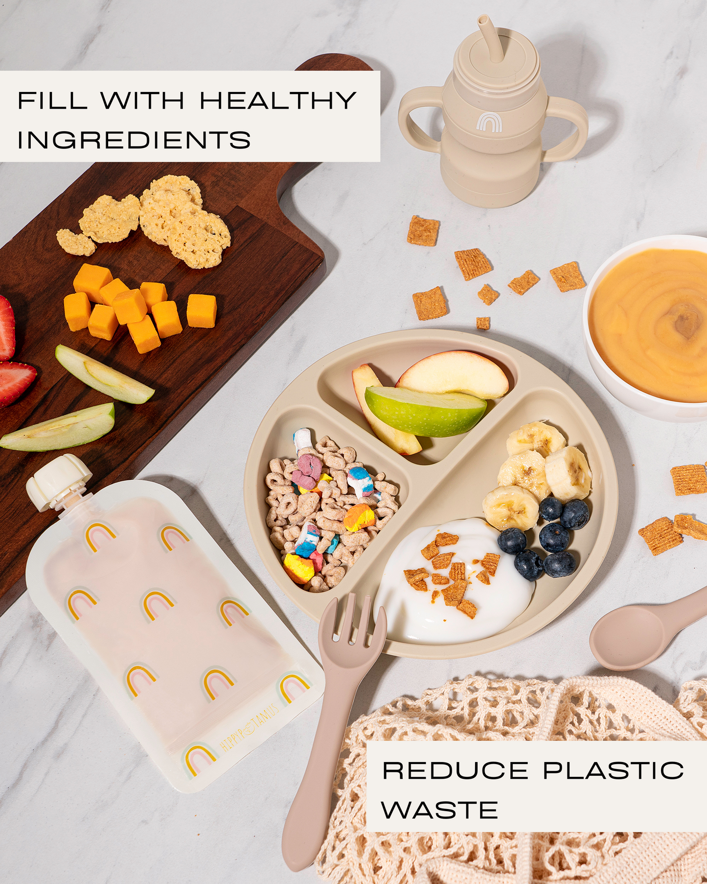 Reusable Food Pouches (Rainbow) - Set of 12
