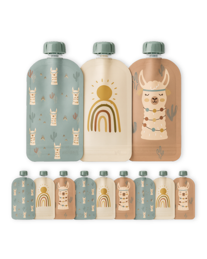 Reusable Food Pouches (Llama) - Set of 12