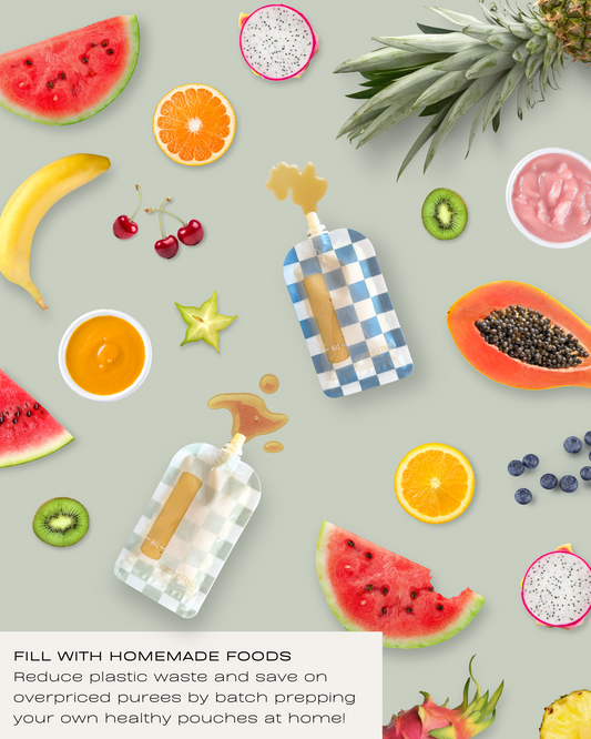 Reusable Food Pouches (Checkered) - Set of 12