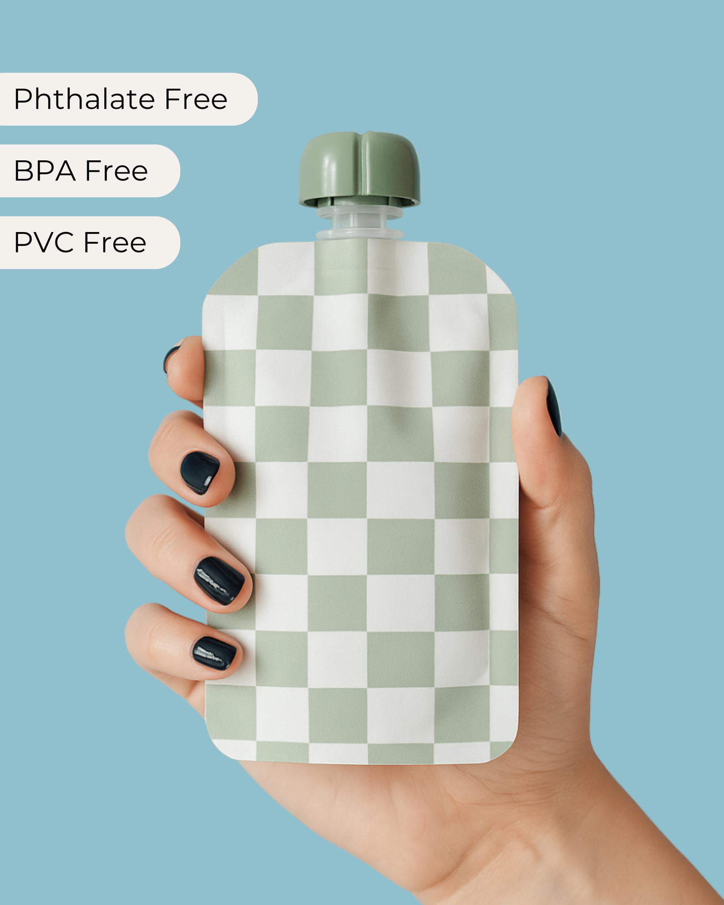 Reusable Food Pouches (Checkered) - Set of 12