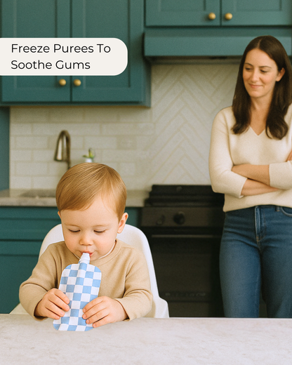 Reusable Food Pouches (Checkered) - Set of 12