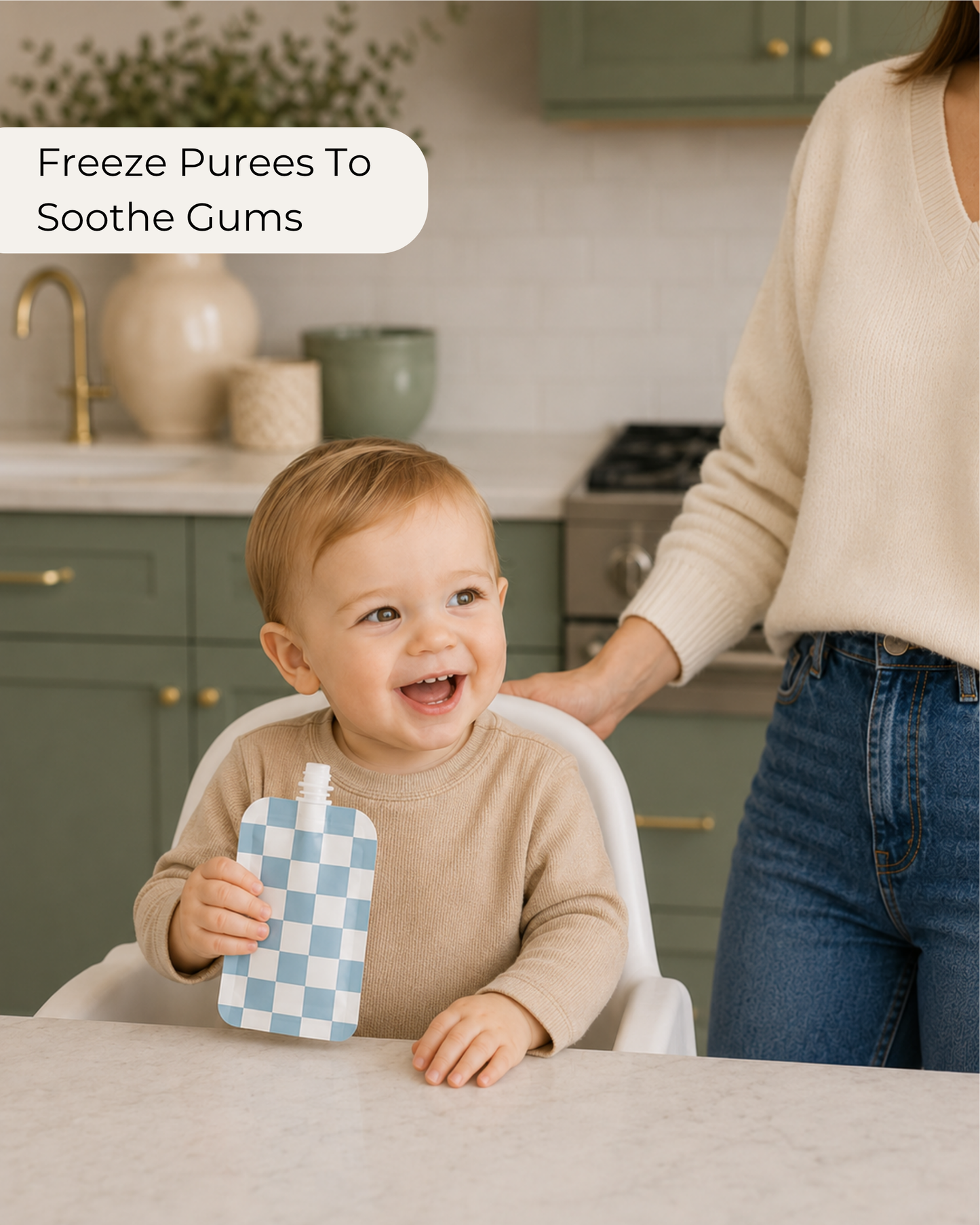 Reusable Food Pouches (Checkered) - Set of 12