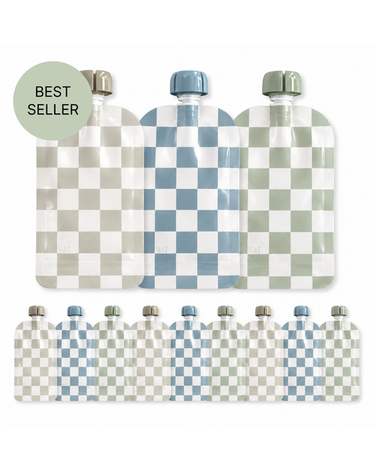 Reusable Food Pouches – 12 Pack | Checkered