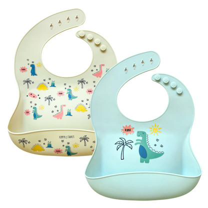 Food Grade silicone bibs for babies and toddlers. Dinosaurs