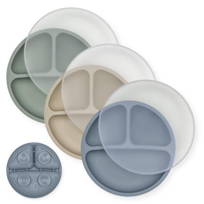 Suction Plates with Lids (Fog / Nude / Sage)