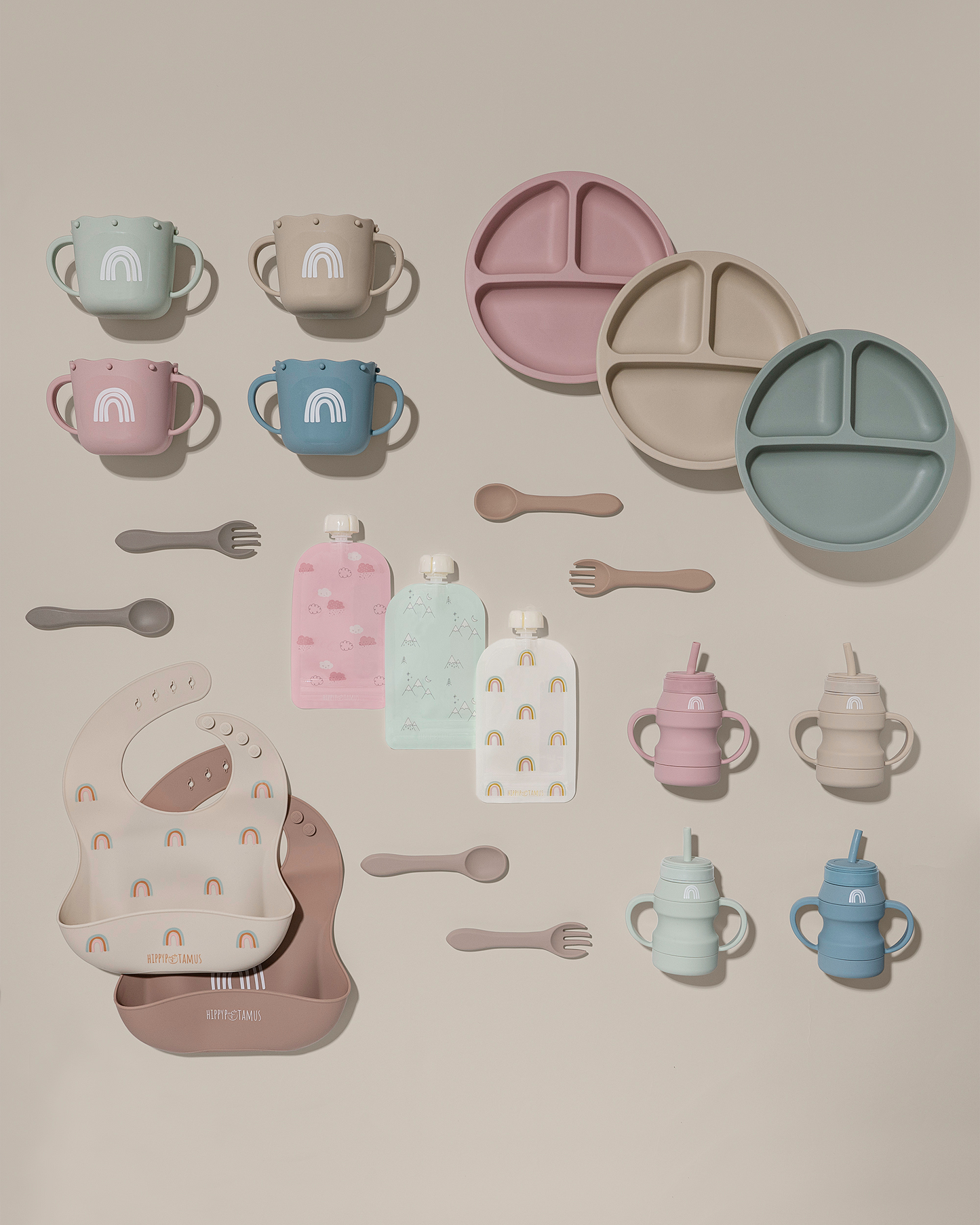 Silicone Suction Plates (Sage / Nude / Blush)