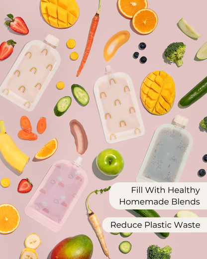 Reusable Food Pouches (Rainbow) - Set of 12