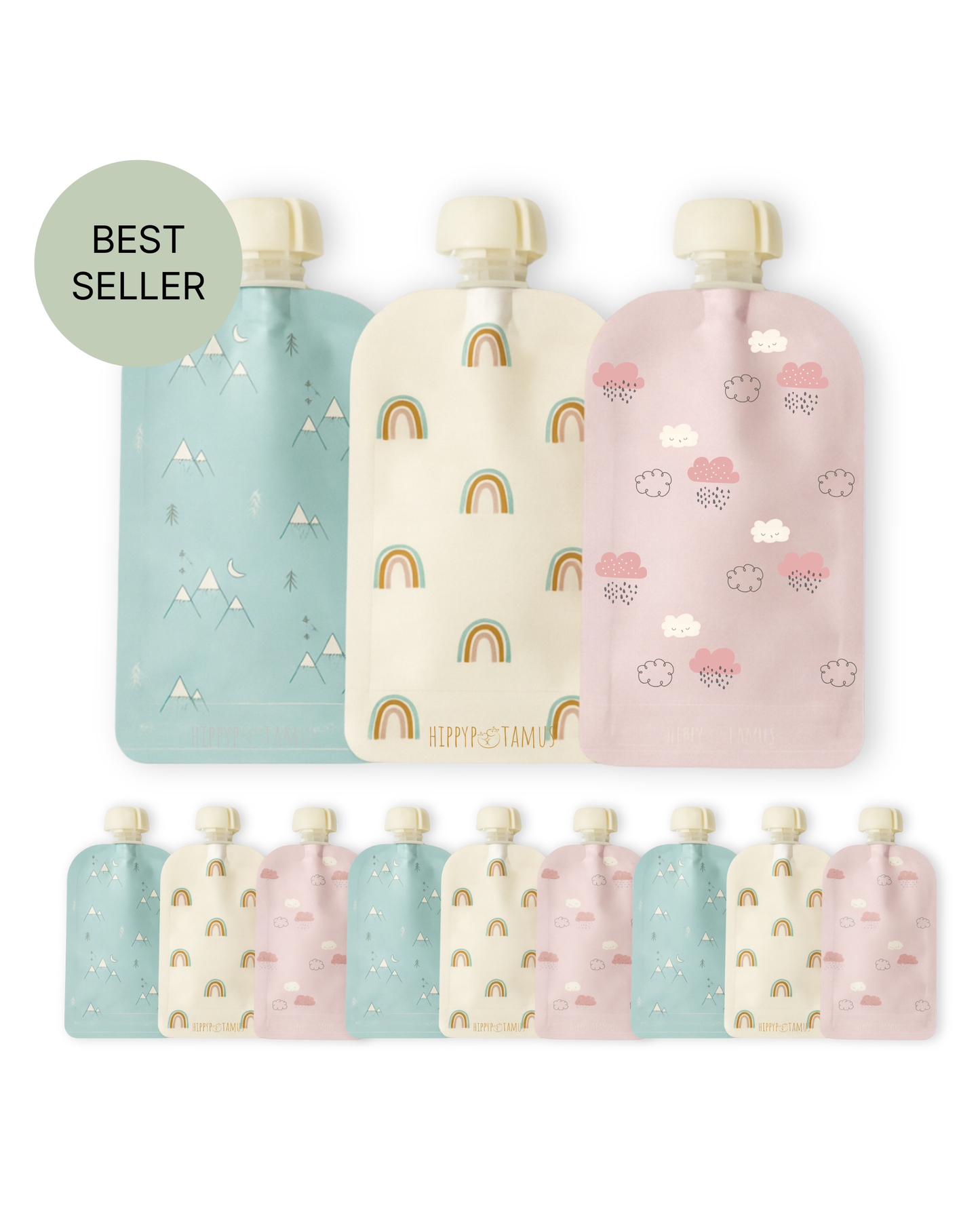 Reusable Food Pouches (Rainbow) - Set of 12