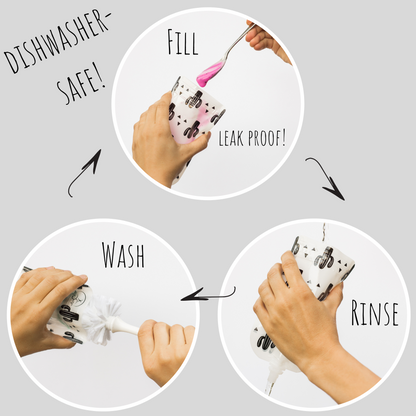 Reusable Food Pouches (Black / White) - Set of 12