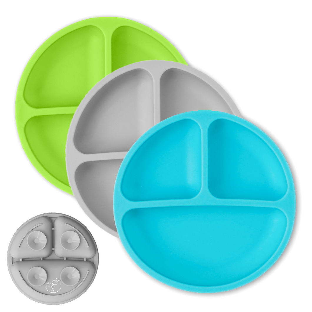 Silicone Suction Plates (Blue / Gray / Green)
