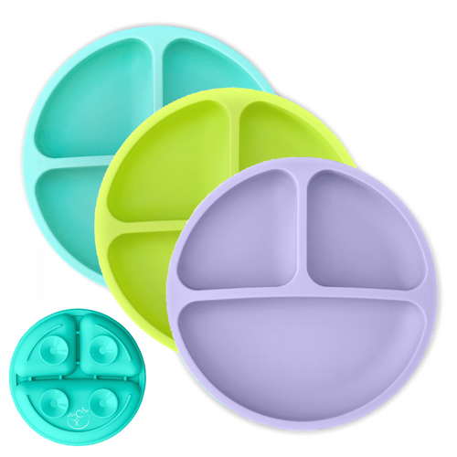 Silicone Suction Plates (Lavender / Lime / Teal)