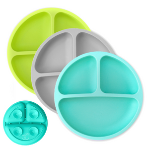 Silicone Suction Plates (Teal / Gray / Lime)